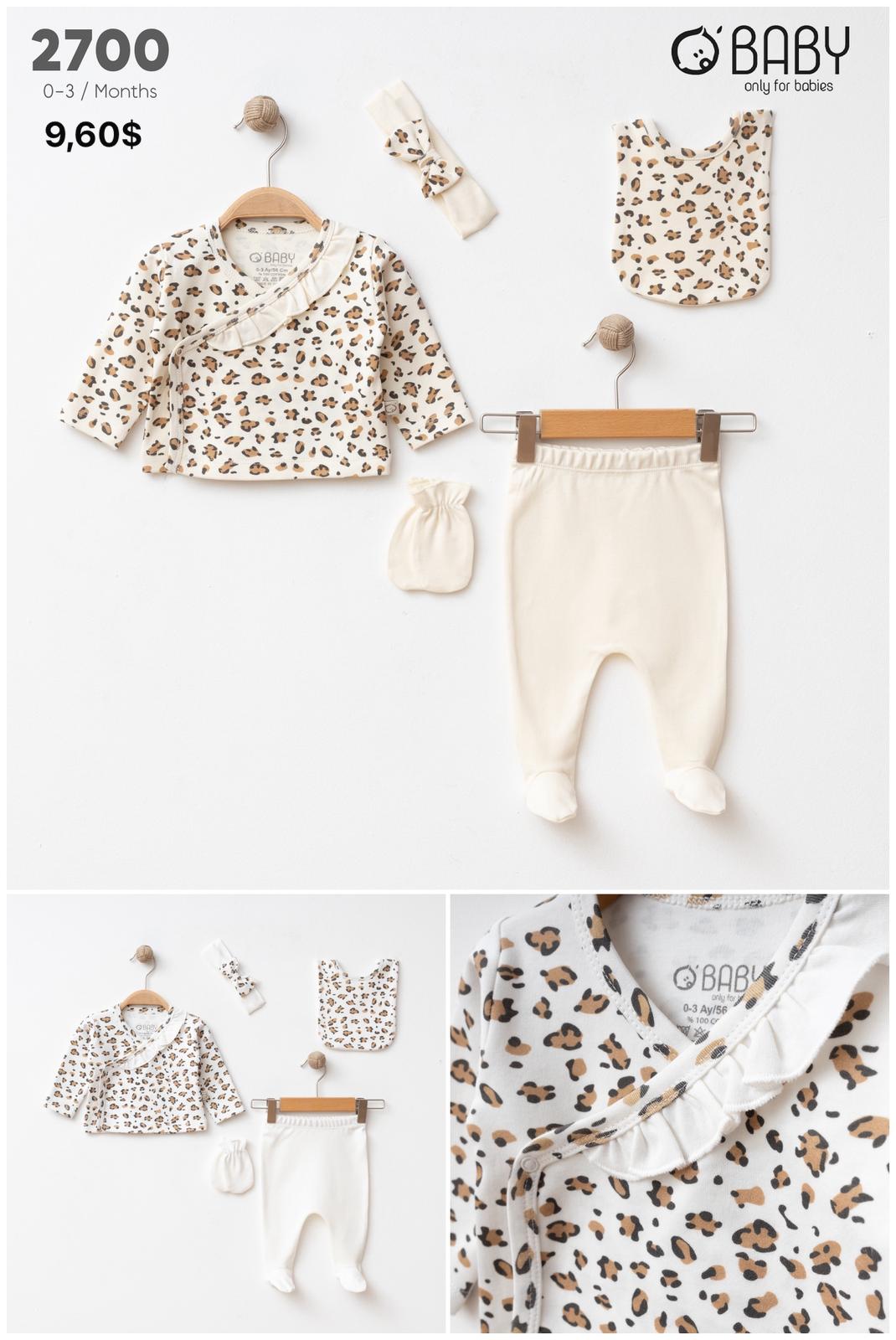 OBABY-2700 BEBE ZIBIN LEOPAR 5Lİ SET  3LÜ