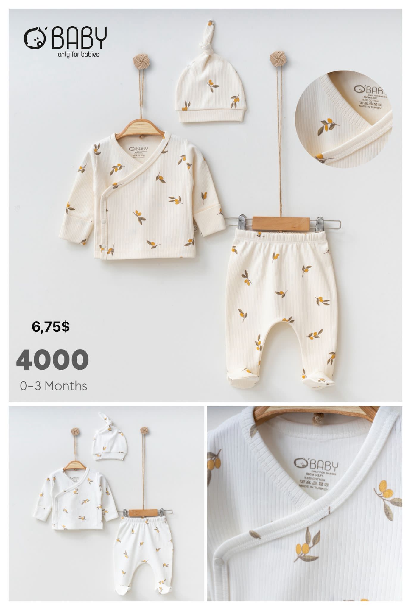OBABY-4000 RAPORLU ZEYTİN 3'LÜ ZIBIN SET 0/3 3'LÜ
