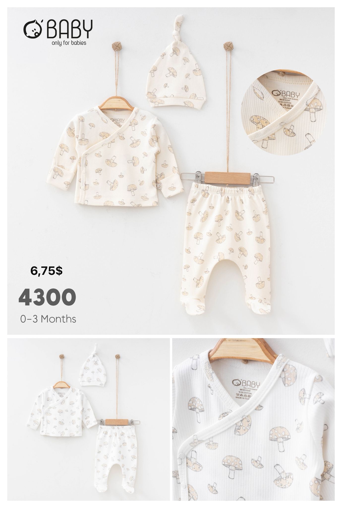 OBABY-4300 RAPORLU MANTAR 3'LÜ ZIBIN SET 0/3 3'LÜ