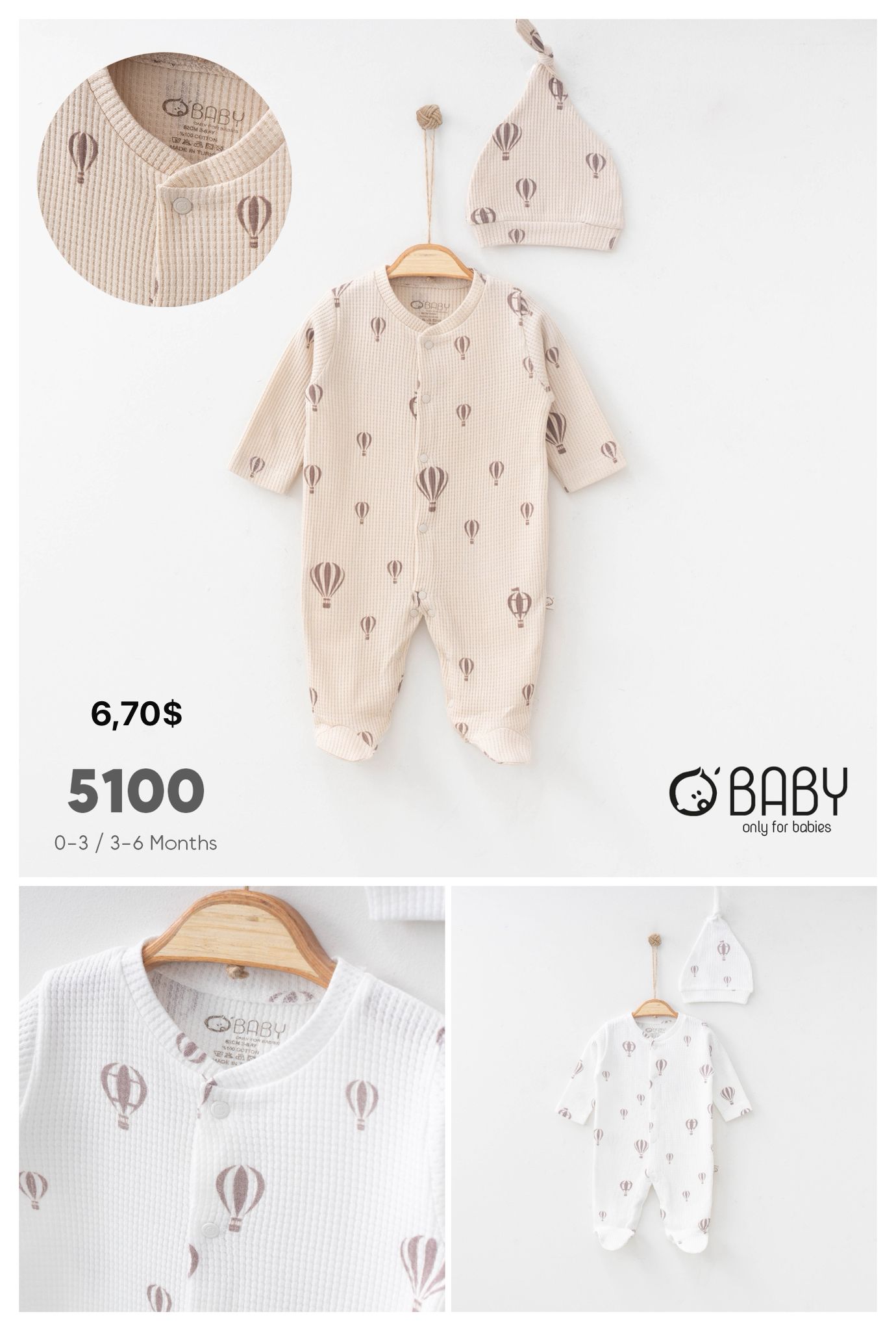 OBABY-5100 WAFFLE BALON TULUM 0/6 3'LÜ