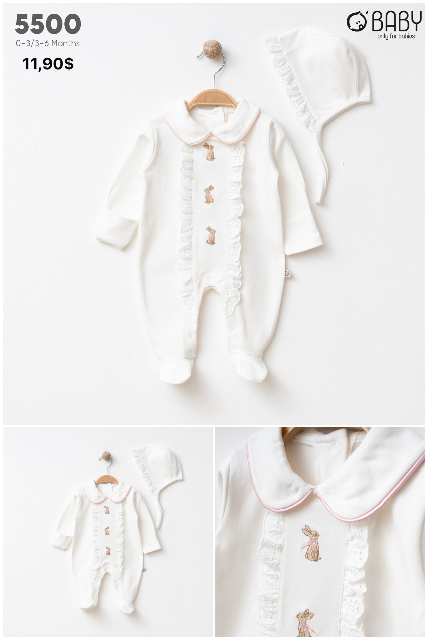 OBABY-5500 NAKIŞLI DANTELLİ KIZ TULUM 3LÜ